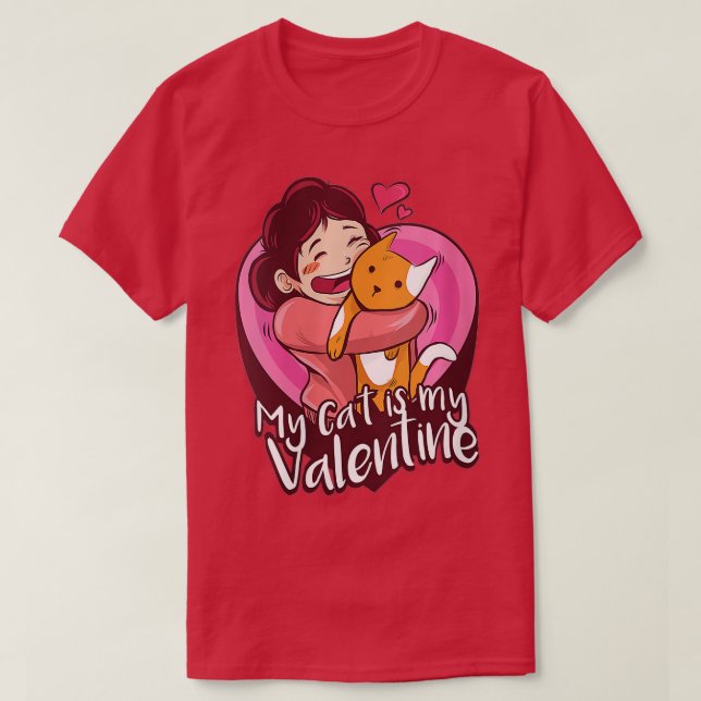 T-shirt Femme Mon Chat Est Mon Valentine Kitten Coeur Amou (Design devant)
