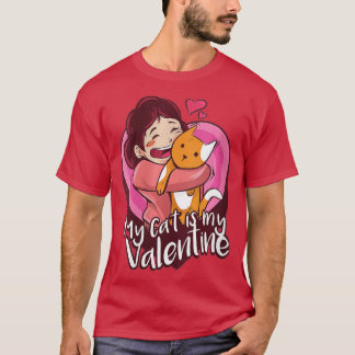 T-shirt Femme Mon Chat Est Mon Valentine Kitten Coeur Amou