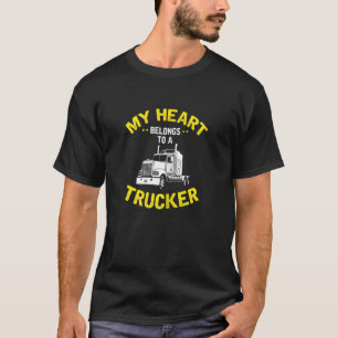 T-shirt Femme Mon Coeur Appartient À Un Teamster De Trucke