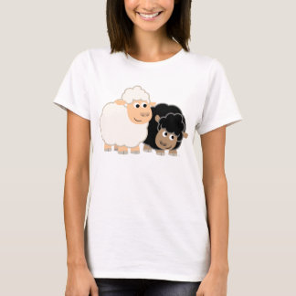 T-shirt femme mouton deux mignonnes caricatures