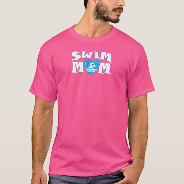 T-shirt Femme nager Maman Coeur Formé Piscine Eau Swimmer  (Devant)