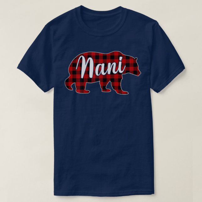 T-shirt Femme Nani ours chemise Noël Rouge Plaid Famille (Design devant)