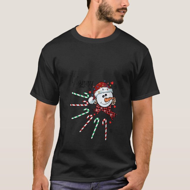 T-shirt Femme Nanny Snowman Sucre de canne Noël Noël Noël  (Devant)
