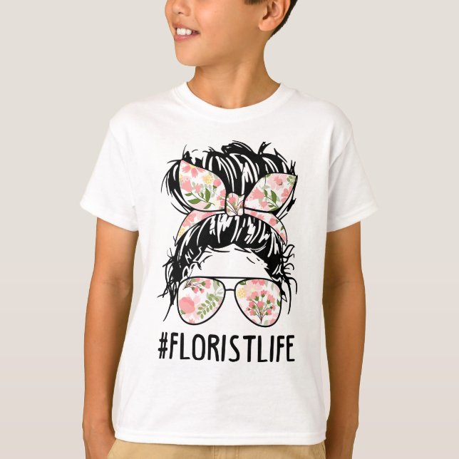 T-shirt Femme Nn Messy Bun Florist Vie Plante Fleur Amour (Devant)