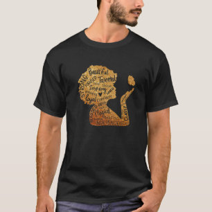 T-shirt Femme noire Afro African Queen Melanin Histoire Mo