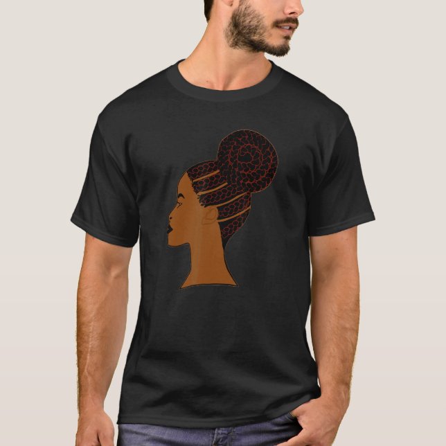 T-shirt Femme noire avec des cornes et un pain tressé (Devant)