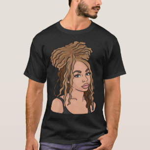 T-shirt Femme noire Cheveux naturels Golden Locs