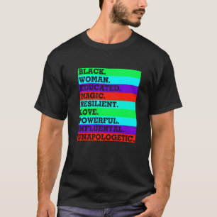 T-shirt Femme noire éduquée Magie résiliente Amour puissan