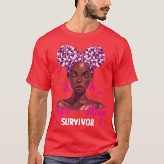 T-shirt Femme noire Femme Femme Maman Survivante Cancer du