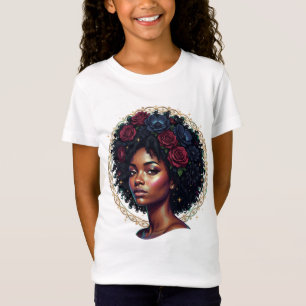 T-Shirt Femme Noire Fleur Afro