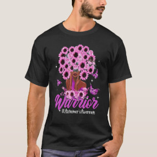 T-shirt Femme noire guerrière Tournesol Cheveux Alzheimer'