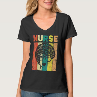 T-shirt Femme noire Infirmière Afro Retro Mois de l'histoi
