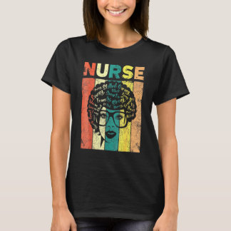 T-shirt Femme noire Infirmière Afro Retro Mois de l'histoi