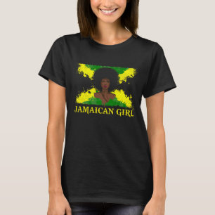T-shirt femme noire jamaïcaine Jamaïque Afro Gir