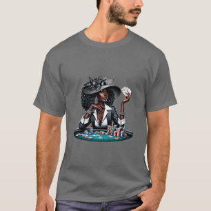 T-shirt Femme noire Jeux Casino Cartes Poker Chips Art