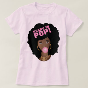 T-shirt Femme noire, Prête à la pop, Bubblegum, Rose