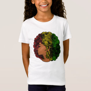 T-Shirt Femme noire rasta afro rouge jaune vert