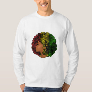 T-shirt Femme noire rasta afro rouge jaune vert