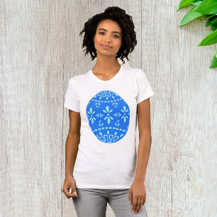 T-shirt Femme Oeuf de Pâques en dentelle bleue