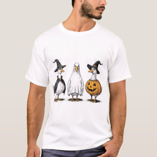 T-shirt Femme Oies Éffrayantes Halloween Citrouille Fall B