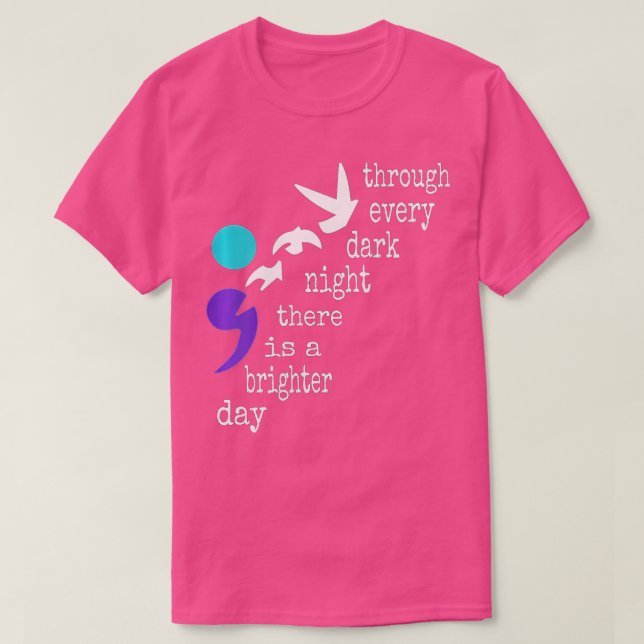 T-shirt Femme Oiseaux Semicolon Cadeau Prévention du suici (Design devant)