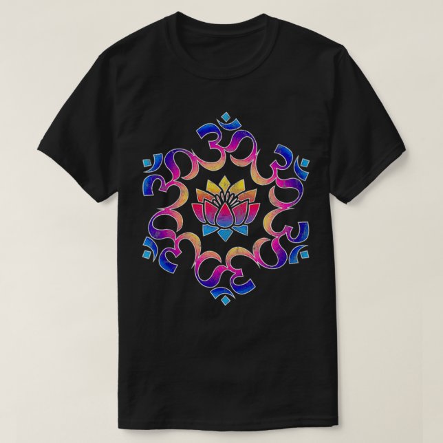T-shirt Femme Om, mantra, symbole, mandala, fleur de lotus (Design devant)