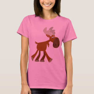 T-shirt femme orignal joyeux caricature