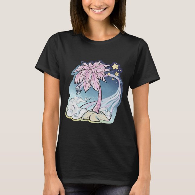 T-shirt femme Palm rose & Blue Bird (Devant)