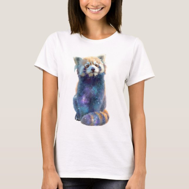 T-shirt Femme Panda Rouge Nébuleuse Galactique (Devant)