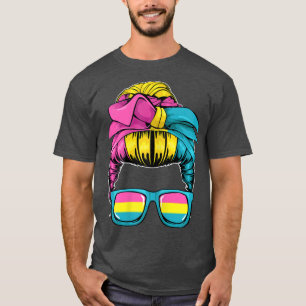T-shirt Femme Panseual Bun Messy LGBTQ Cool Pan Pride Fla