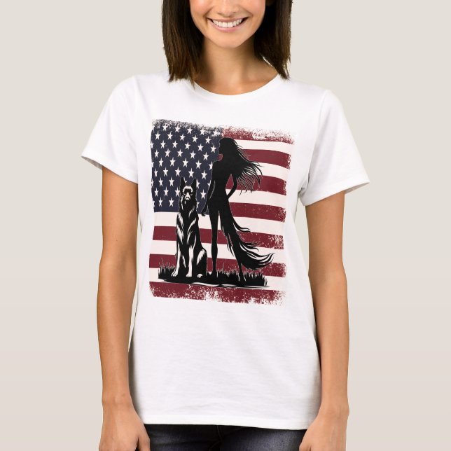 T-shirt Femme patriotique et berger allemand United Spirit (Devant)