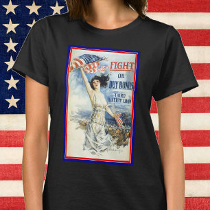 T-shirt Femme patriotique vintage avec American Flag Poste
