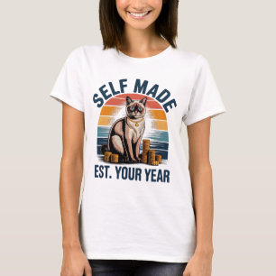 T-shirt Femme Patronne Auto-Faite Chat Argent Affaires
