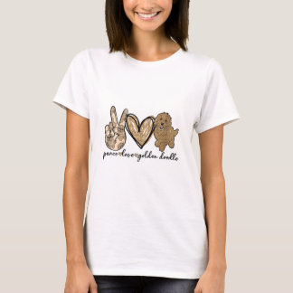 T-shirt Femme Peace Love Doodle Dog Or Amateurs de animal 
