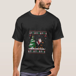 T-shirt Femme Père Noël équitation Doberman Pinscher Chien
