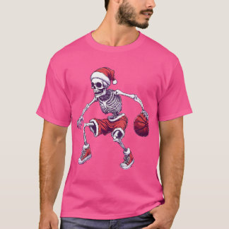 T-shirt Femme Père Noël Skeleton Jouant Au Basket - Hallow
