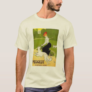 T-shirt Femme Peugeot vintage à vélo avec le chien Runnin