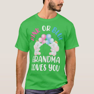 T-shirt Femme Pink Ou Bleu Grand-Mère Vous Aime Bébé Eléph