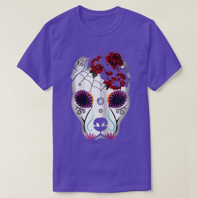 T-shirt Femme Pitbull sucre crâne tatouage Halloween cadea (Design devant)