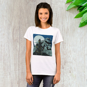 T-shirt femme Pleine lune de maison hantée