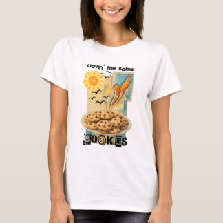 T-shirt Femme plongeant dans le collage de biscuits pour l