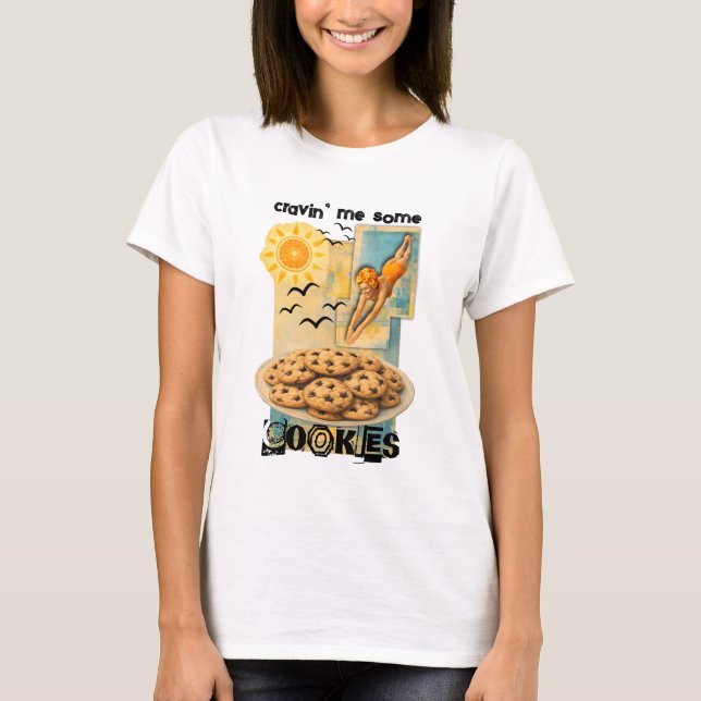 T-shirt Femme plongeant dans le collage de biscuits pour l (Devant)