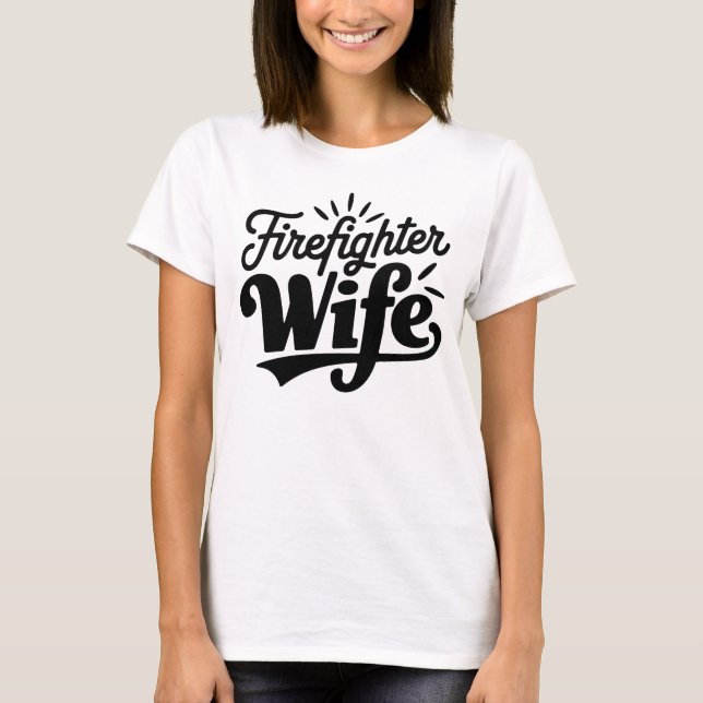 T-shirt Femme pompier noir texte blanc (Devant)