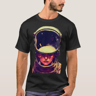 T-shirt Femme portant un casque d'astronaute