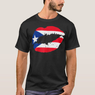 T-shirt Femme Porto Rico Lips Kiss Puerto Rican Drapeau Pr