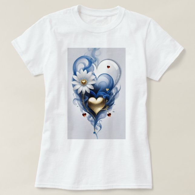 T-shirt femme pour impression de coeur et de fleur (Design devant)