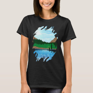 T-shirt Femme pratiquant le paddleboard avec un chien, fai