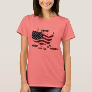 T-shirt femme ras de cou I Love USA