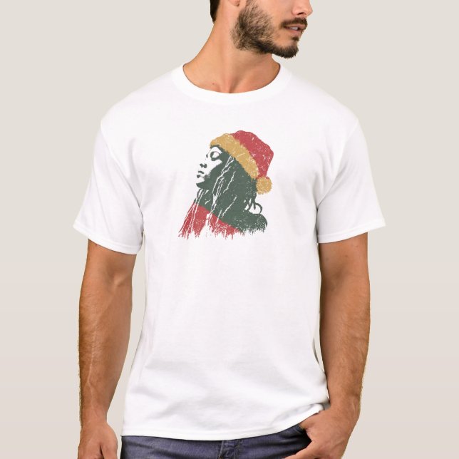 T-shirt femme rastafariënne de Noël (Devant)