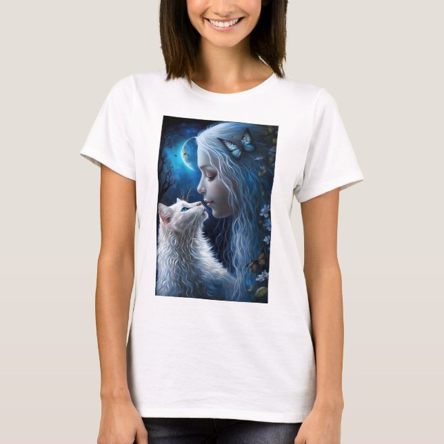 T-shirt femme Reine de la fée avec chat (Devant)